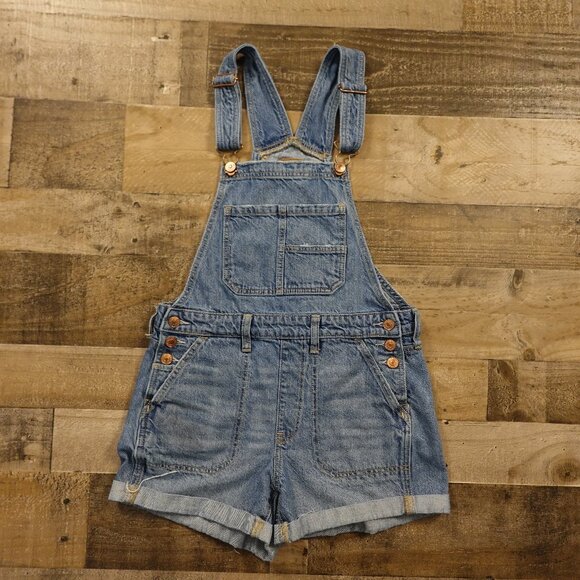 American Eagle Outfitters Tomgirl Shortall Denim Overalls Shorts Women’s XS - Picture 1 of 12